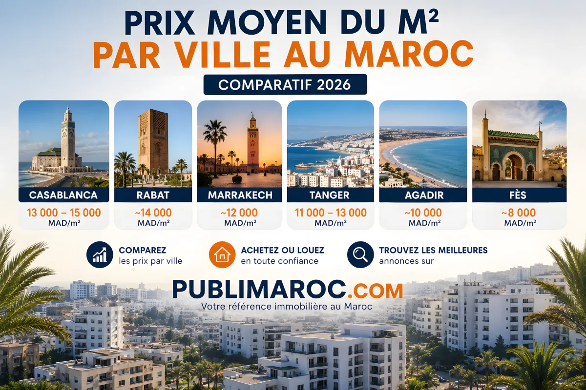 Prix moyen du m² par ville au Maroc en 2026 : le comparatif complet
