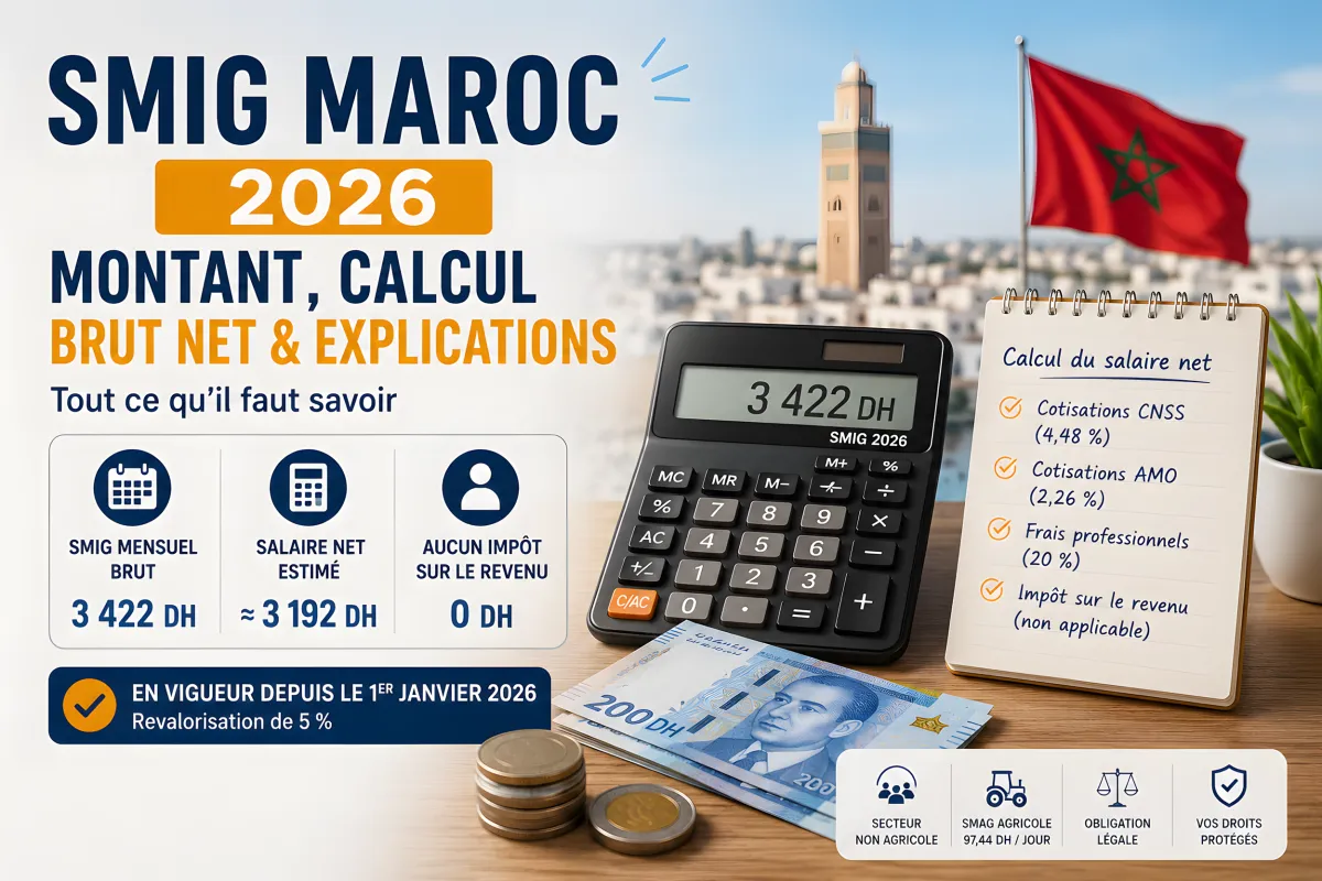SMIG au Maroc 2026 : salaire minimum et calcul du salaire net