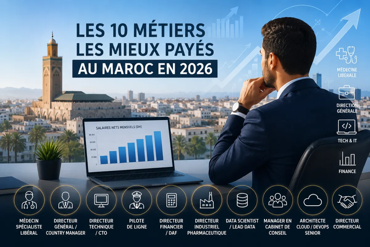 Les 10 métiers les mieux payés au Maroc en 2026