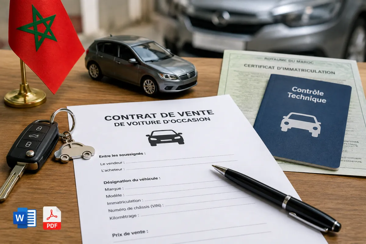 Télécharger Modèle Contrat de Vente Voiture d'Occasion Maroc (Word/PDF)