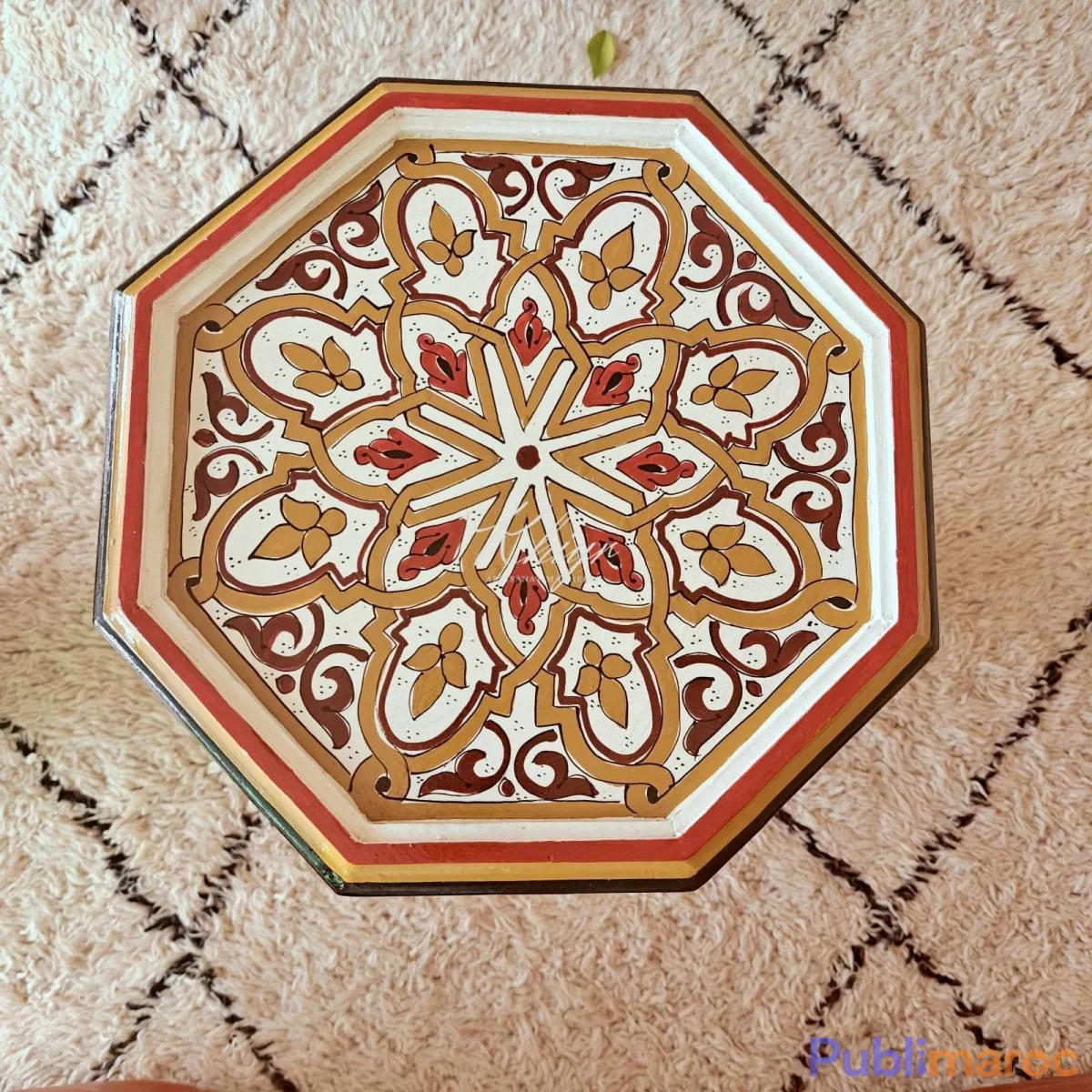 Table d'appoint ou de chevet Marocaine en bois et peinte à la main